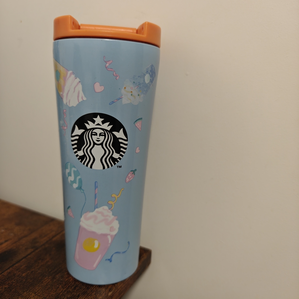 Starbucks Whimsical Blue and Orange Tumbler